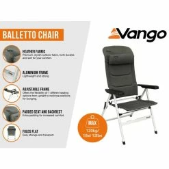 Vango Balletto Tall Camping Chair -Camping Online Shop Balletto Chair Heather Grey Features 56650.1675769559