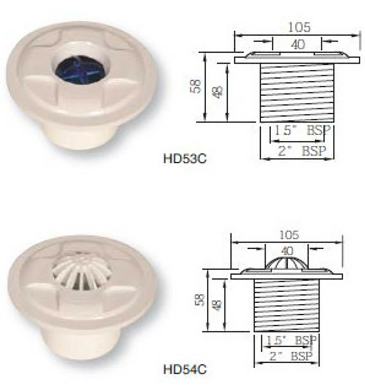 Certikin 1.5" Wall Inlets For Concrete Swimming Pool 1 Certikin 1.5" Wall Inlets For Concrete Swimming Pool
