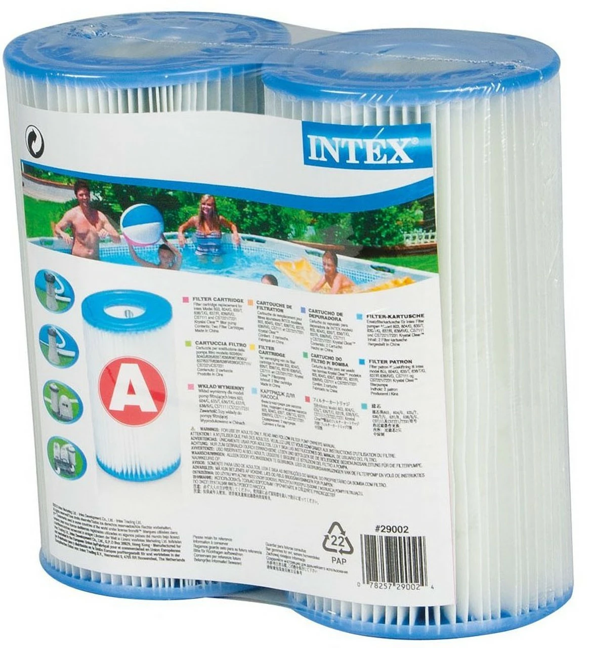 Intex Swimming Pool A-Type Filter Cartridge Twin Pack